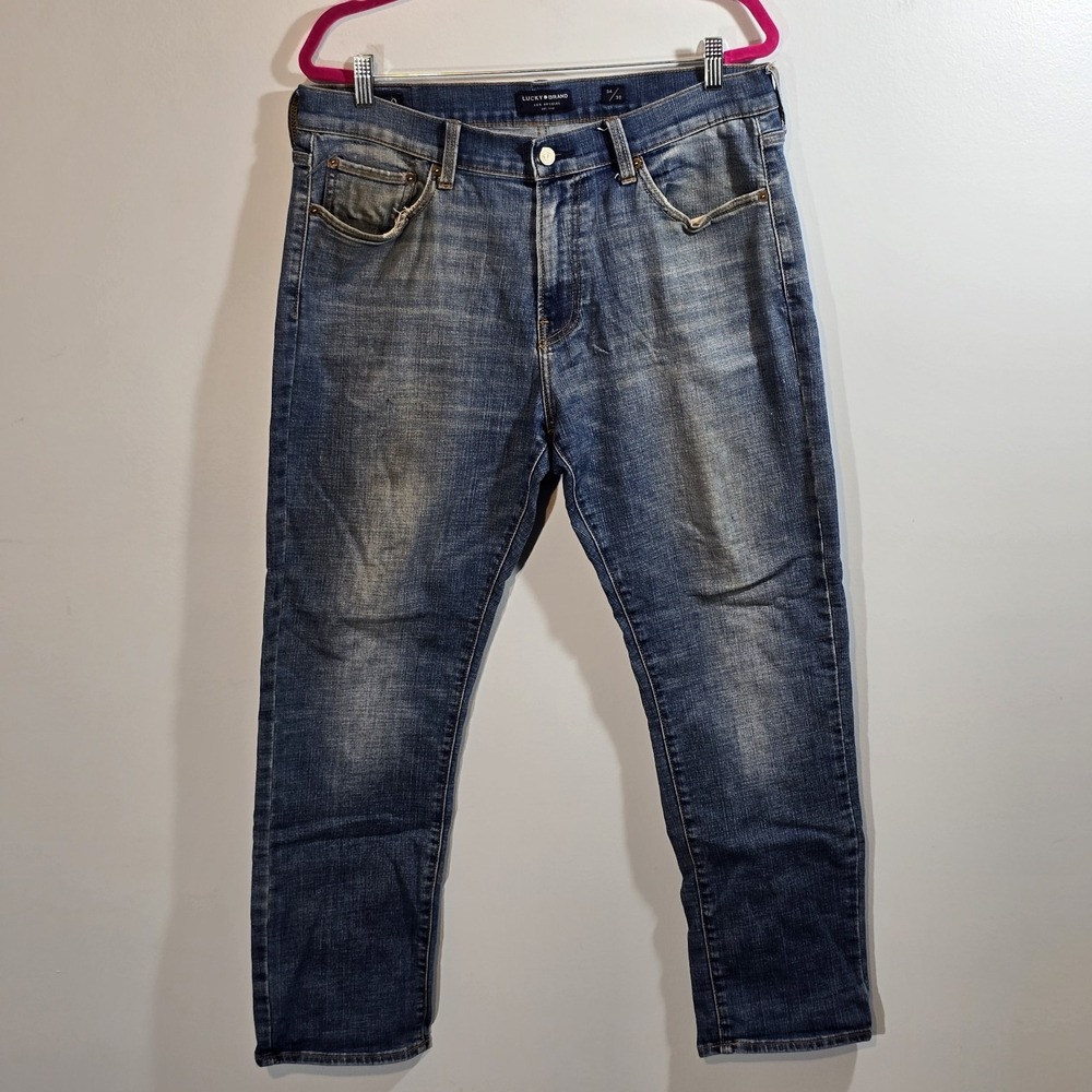 Lucky Brand Mens Jeans Size 34x32 Cotton Blend Denim Athletic Slim Distressed‎